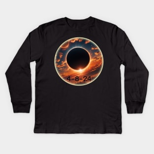 Solar Eclipse 4/8/2024 Kids Long Sleeve T-Shirt